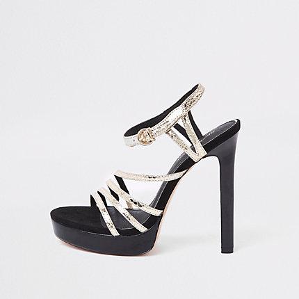 River Island Womens Strappy Metallic Platform Sandals