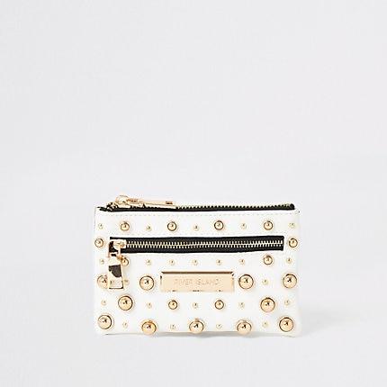 River Island Womens White Studded Pouch Purse