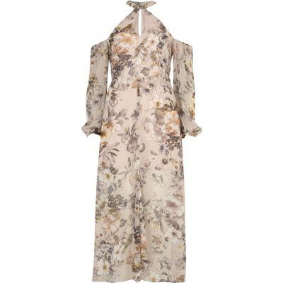 River Island Womens Print Cold Shoulder Maxi Dress
