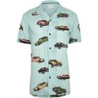 River Island Mens Car Print Revere Short Sleeve Shirt