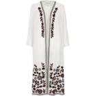 River Island Womens White Floral Embroidered Longline Duster Coat