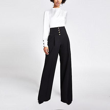 River Island Womens Corset Waist Wide Leg Trousers