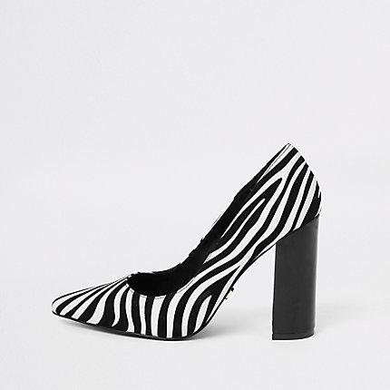 River Island Womens Zebra Print Block Heel Court Shoes