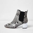 River Island Womens Snake Print Metallic Heel Chelsea Boots