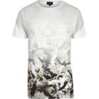 River Island Mens White Mono Camo Fade Crew Neck T-shirt