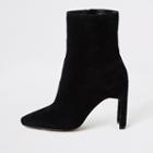 River Island Womens Suede Wide Fit Heeled Ankle Boot