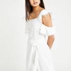 River Island Womens White Lace Cold Shoulder Jumpsuit