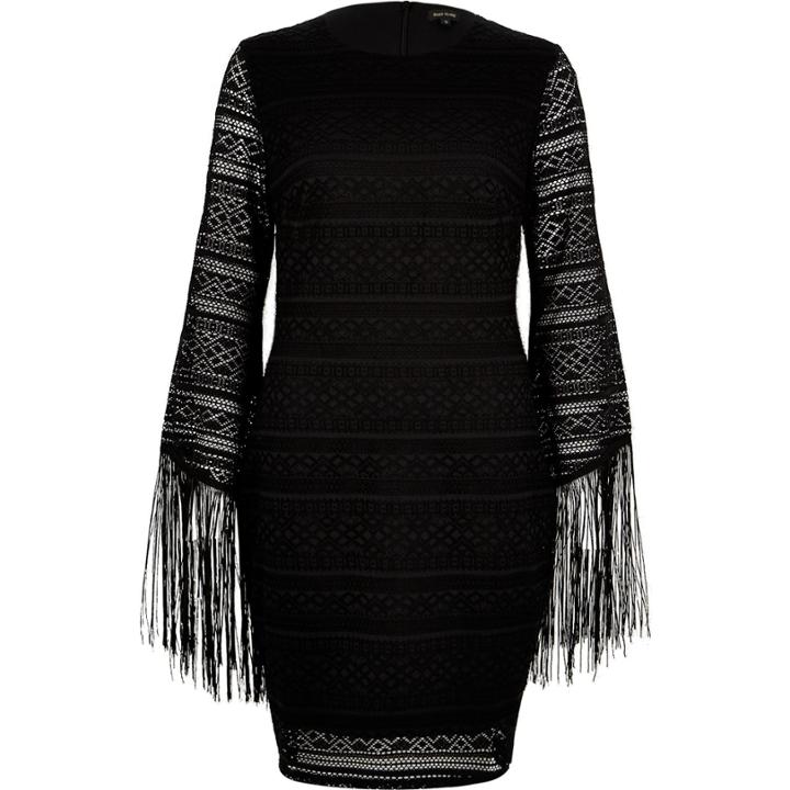 River Island Womens Lace Tassel Sleeve Bodycon Dress