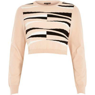River Island Graphic Print Knitted Crop Top