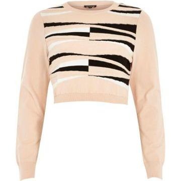 River Island Graphic Print Knitted Crop Top