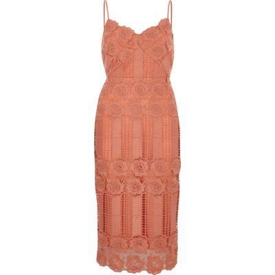 River Island Womens Pink Lace Bodycon Dress