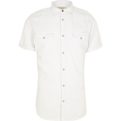 River Island Mens White Short Sleeve Western Shirt