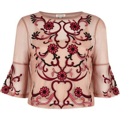 River Island Womens Floral Embroidered Top