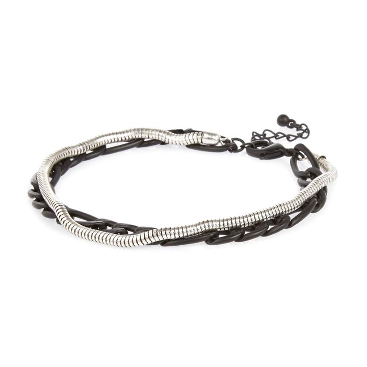 River Island Mensblack Silver Bracelets Pack