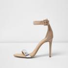 River Island Womens Nude Silver Strap Barely There Heeled Sandals