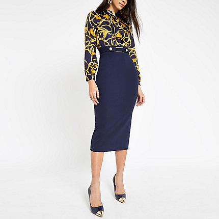 River Island Womens Chain Print High Neck Dress