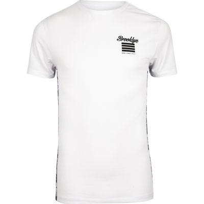 River Island Menswhite Brooklyn Print Muscle Fit T-shirt