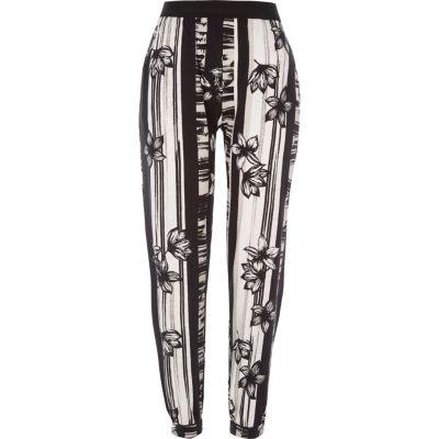 River Island Womens Floral Print Jersey Slub Joggers