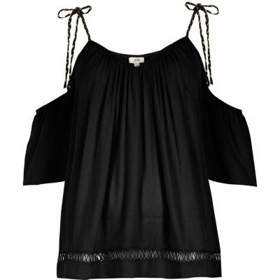River Island Womens Bardot Tassel Tie Top