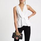 River Island Womens White Twist Front Frill Hem Top