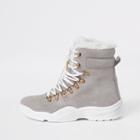 River Island Womens Faux Fur Lined Lace-up Runner Boots