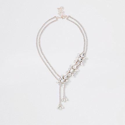 River Island Womens Rose Gold Tone Jewel Cluster Necklace