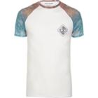 River Island Mens White Smudge Raglan Sleeve Muscle Fit T-shirt
