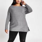 River Island Womens Plus Asymmetric Cable Knitted Jumper