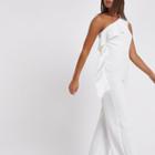 River Island Womens White Frill One Shoulder Jumpsuit