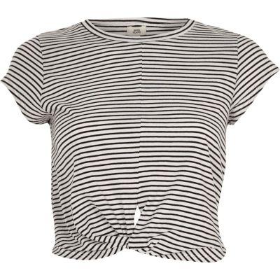 River Island Womens Stripe Twist Front Cropped Top