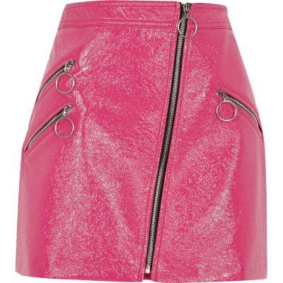 River Island Womens Vinyl Hoop Zip Mini Skirt