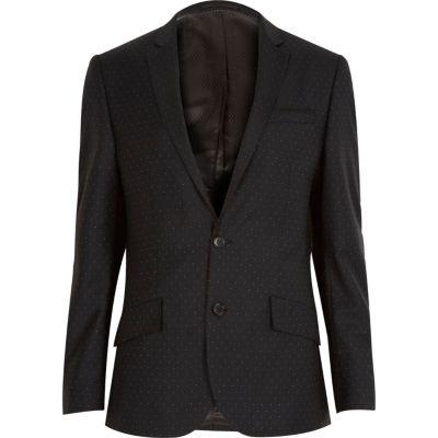 River Island Mens Polka Dot Wool Slim Tux Jacket