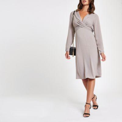 River Island Womens Wrap V Neck Midi Dress