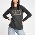 River Island Womens Foil Print Button Detail Sweatshirt