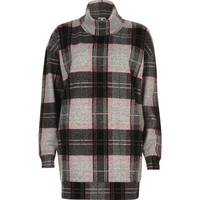River Island Womens Check Oversized Turtleneck Top