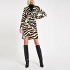 River Island Womens Tiger Print Wrap Front Shirt Dress