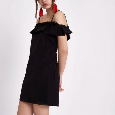 River Island Womens Pleated Frill Bardot Dress