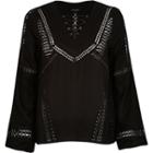 River Island Womens Lace Trim Lattice Neck Blouse