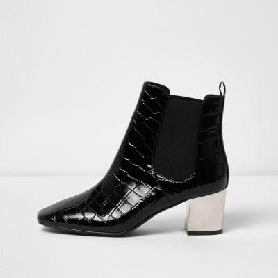 River Island Womens Crocodile Effect Chelsea Boots