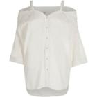 River Island Womens White Chambray Cold Shoulder Top