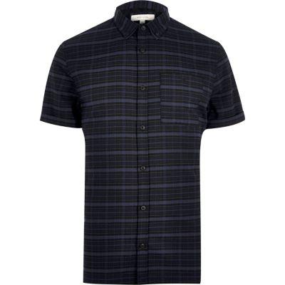 River Island Mens Check Stretch Short Sleeve Slim Shirt