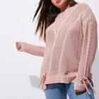 River Island Womens Plus Ladder Knitted Tie Detail Jumper