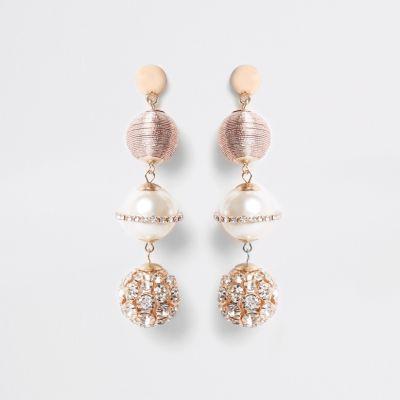 River Island Womens Diamante Wrapped Globe Drop Earrings
