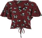 River Island Womens Floral Print Ruched Front Crop Top