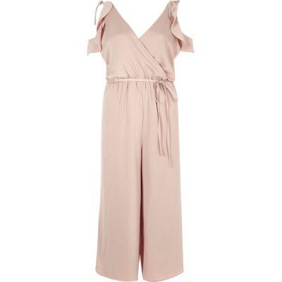 River Island Womens Blush Frill Trim Culotte Jumpsuit