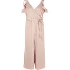 River Island Womens Blush Frill Trim Culotte Jumpsuit