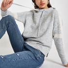 River Island Womens Knitted Long Sleeve Crop Hoodie