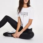 River Island Womens White 'la Mode' Print Tie Crop T-shirt