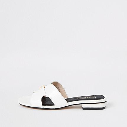 River Island Womens White Flat Mule Sandal