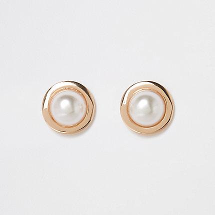 River Island Womens Gold Tone Large Pearl Stud Earrings